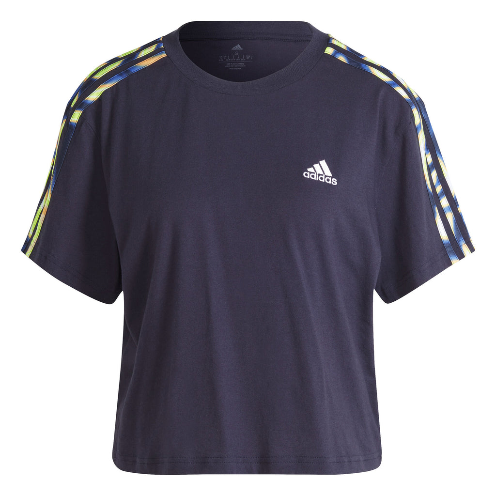 Vibrant Print 3-Stripes Cotton Crop t-shirt