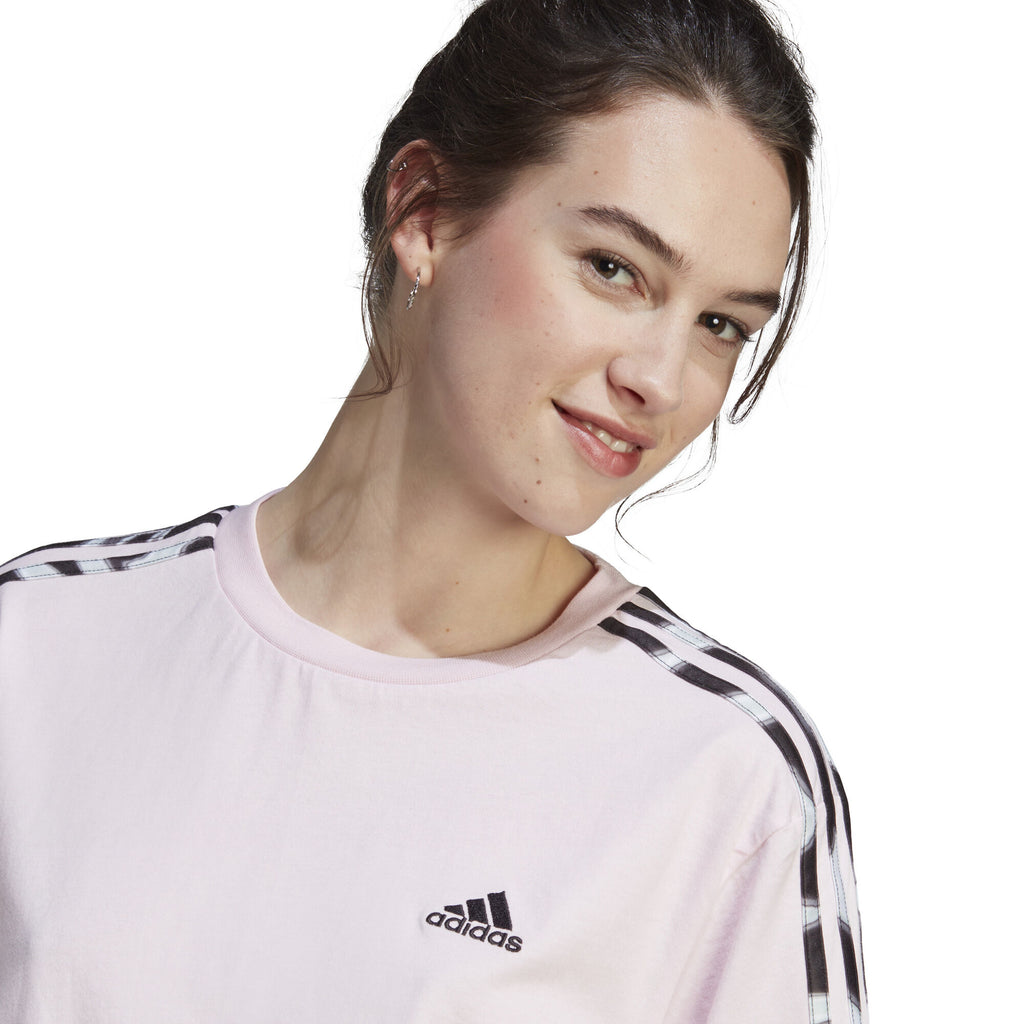 Vibrant Print 3-Stripes Cotton Crop t-shirt