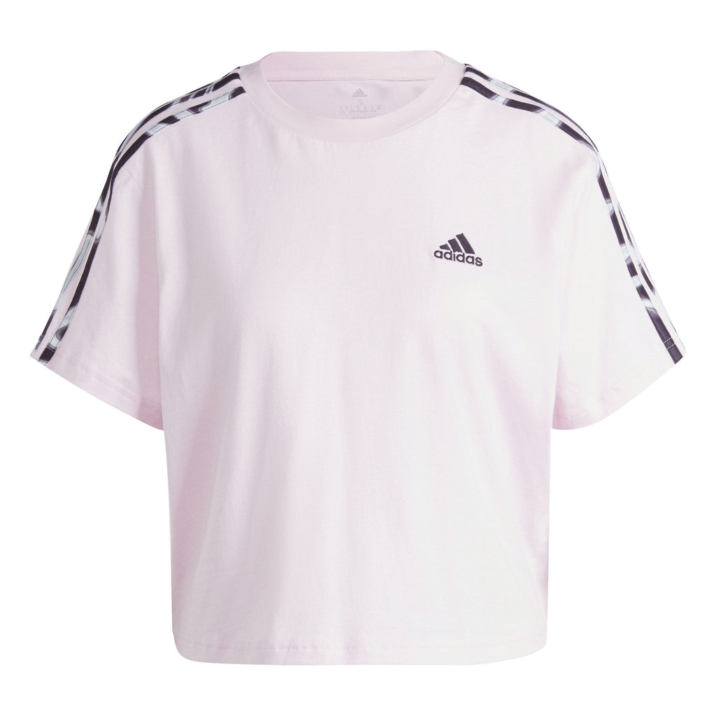 Vibrant Print 3-Stripes Cotton Crop t-shirt