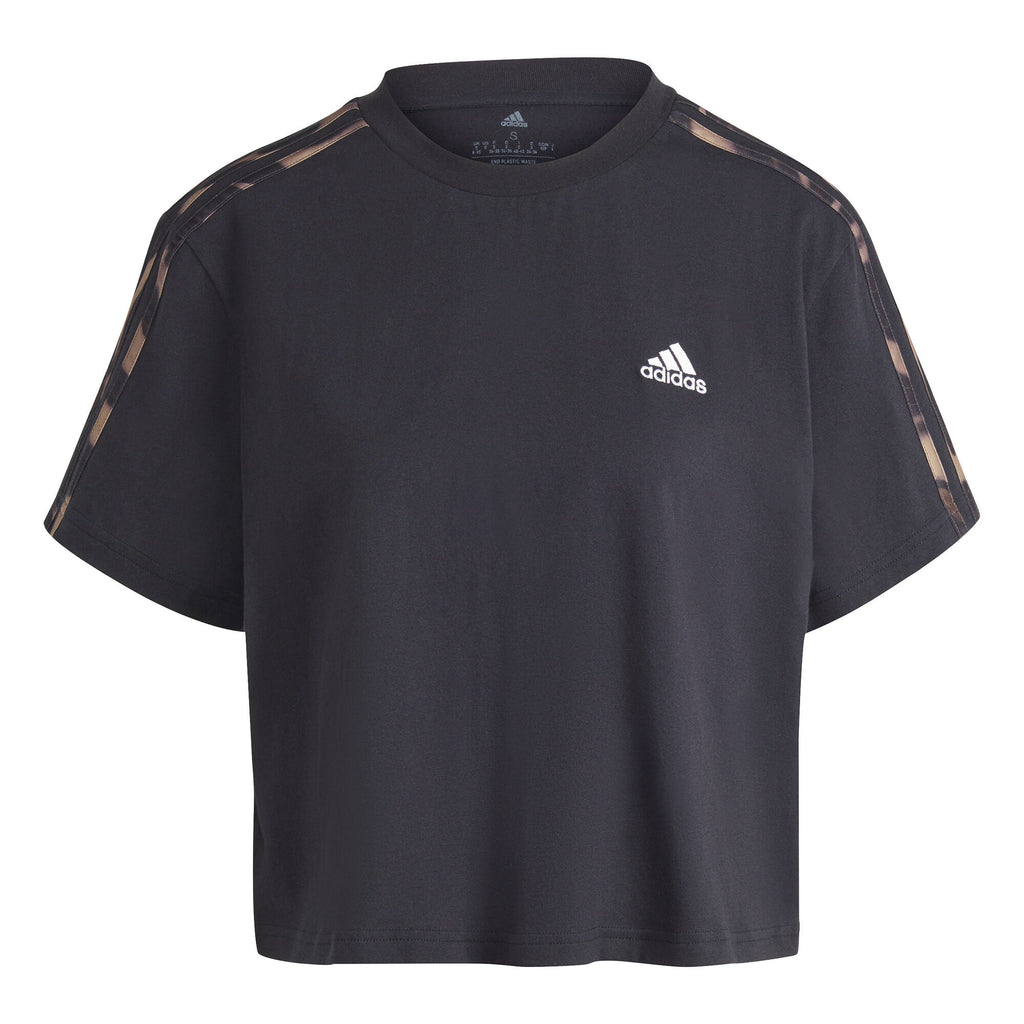 Vibrant Print 3-Stripes Cotton Crop t-shirt