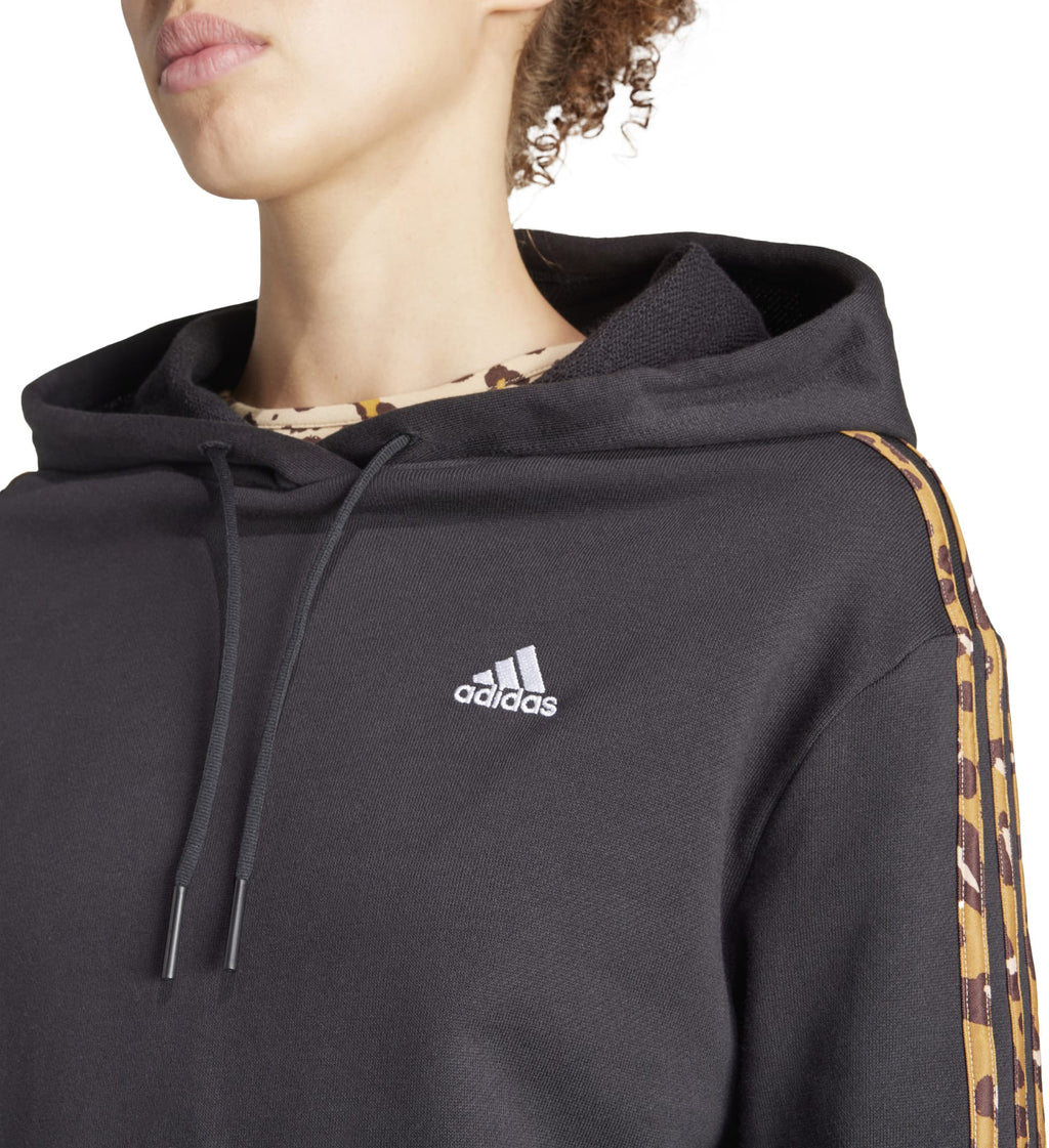 Essentials 3-Stripes Animal Print Relaxed hoodie