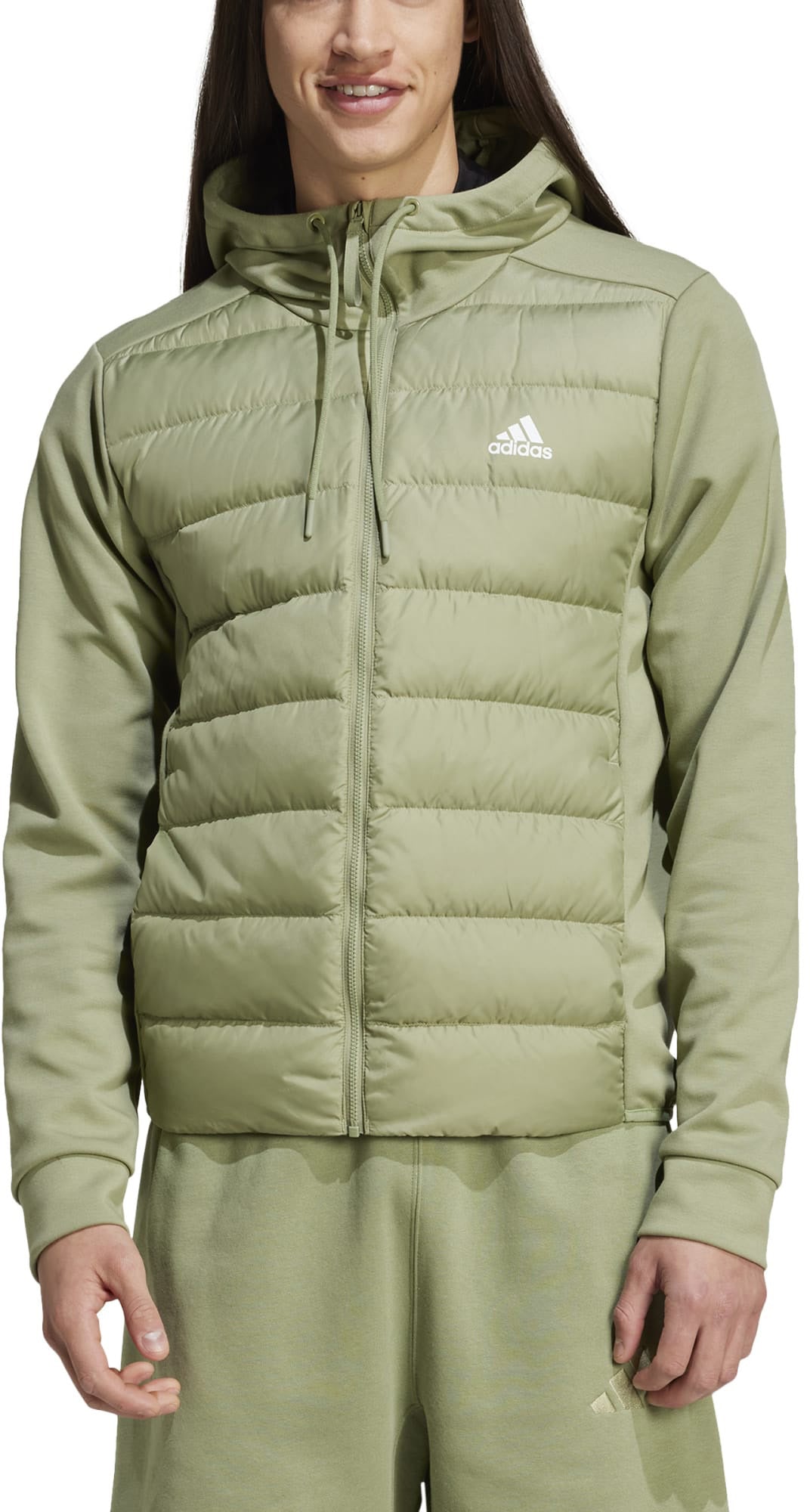 Essentials Hybride donsjack met capuchon