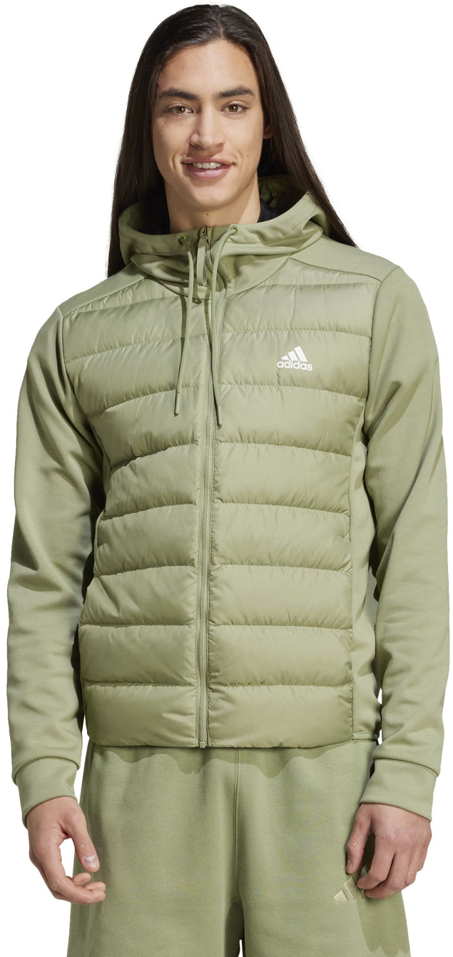 Essentials Hybride donsjack met capuchon