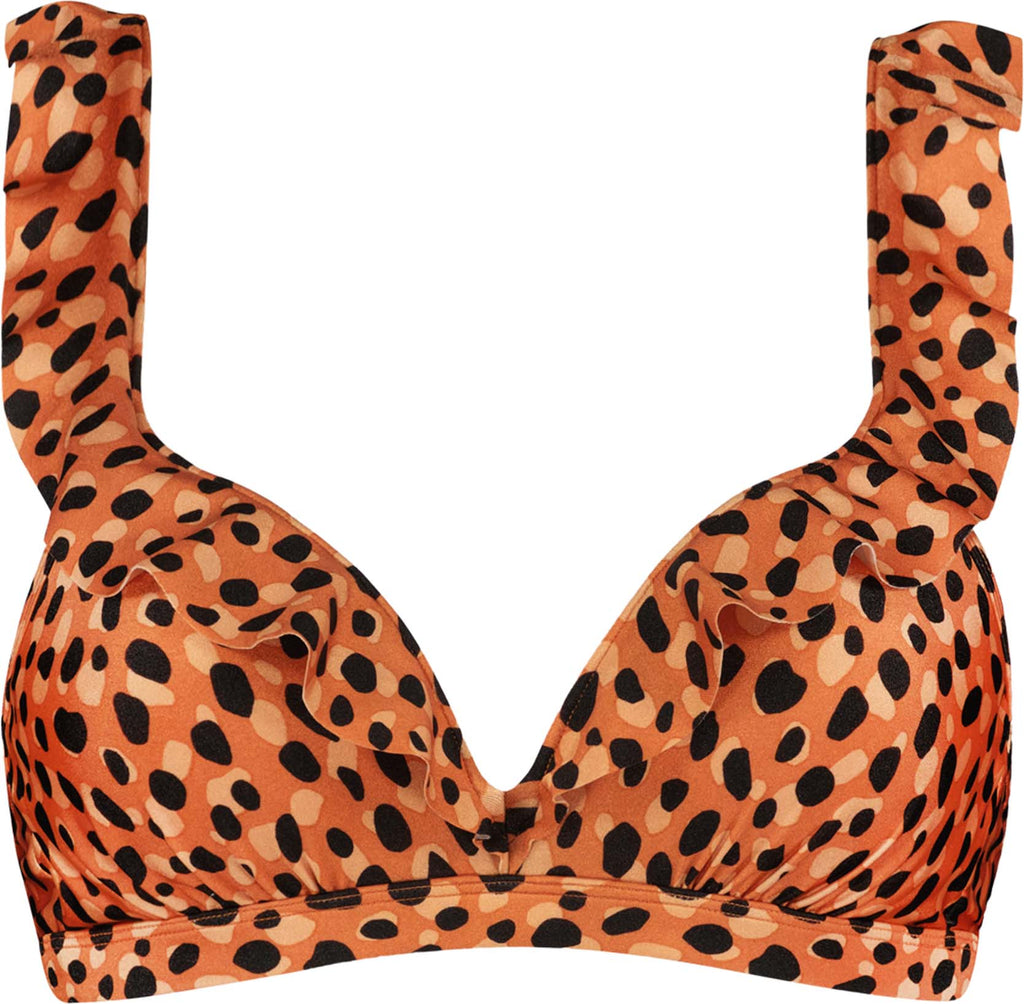 Leopard Spots Ruffle Bikinitop