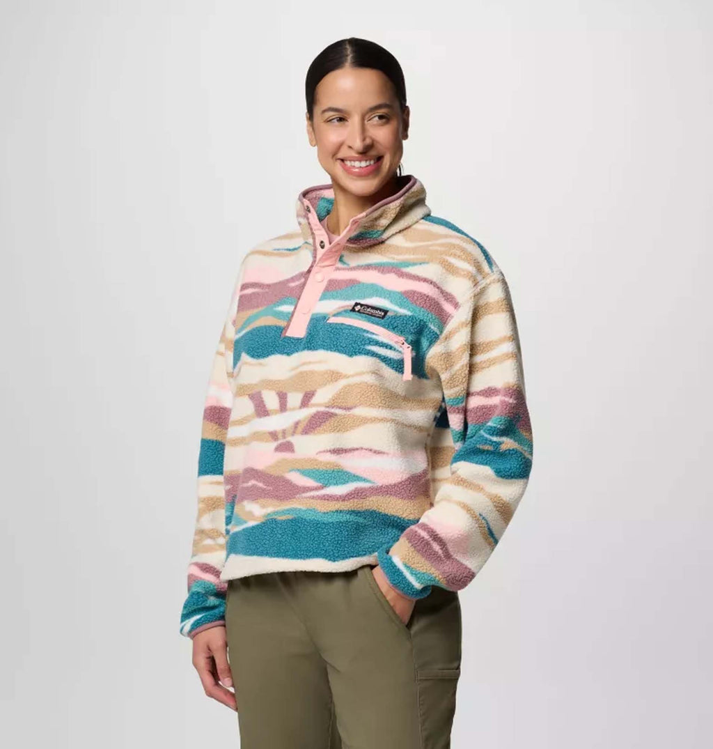 Helvetia II Printed Cropped Half Snap Fleece vest