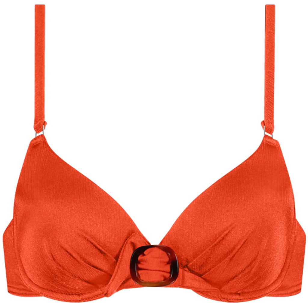 Satin Tomato Padded Wired bikinitop