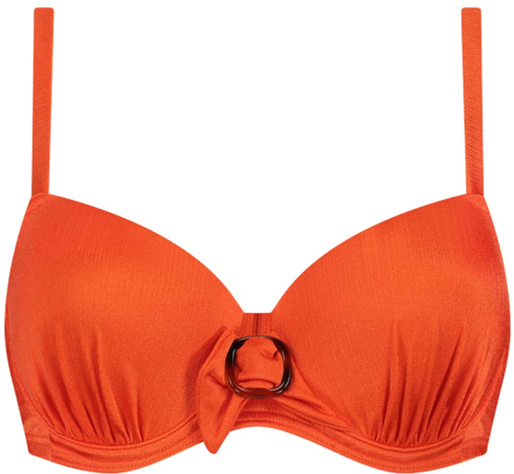 Satin Tomato Padded Wired bikinitop