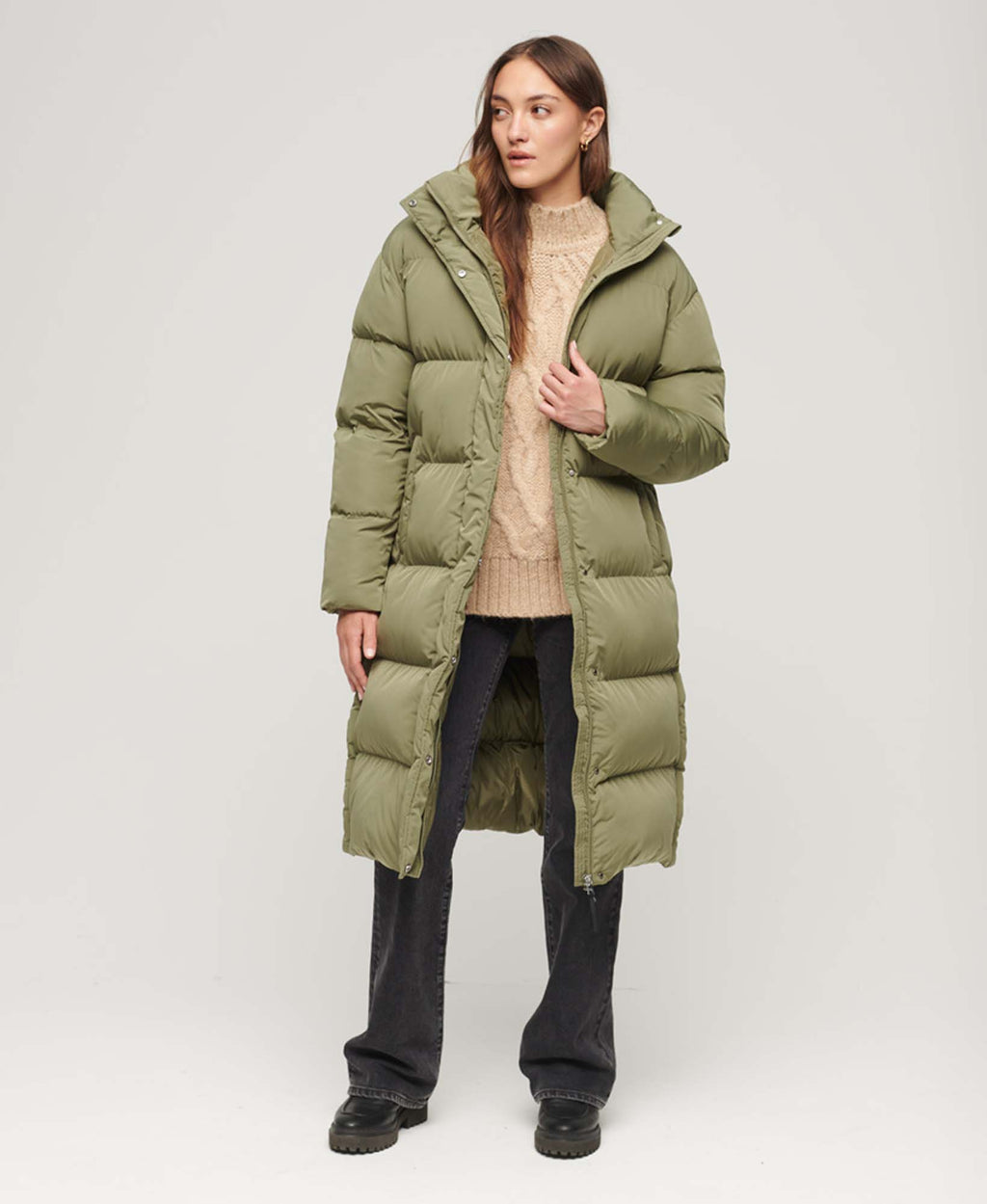 Longline hooded puffer jas